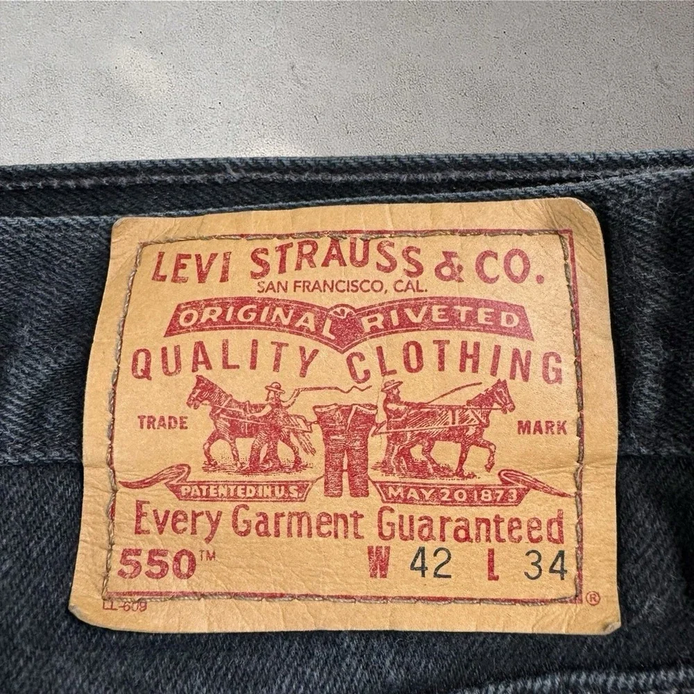 Vintage Levis 550 Jeans Fits 40x34 90s Black Baggy Straight Relaxed Denim‎ USA